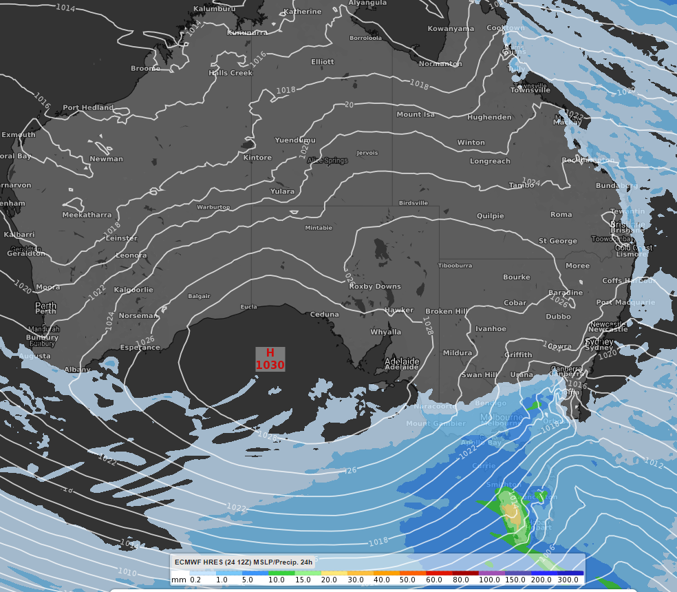 Aus rainfall 24hr accumulation