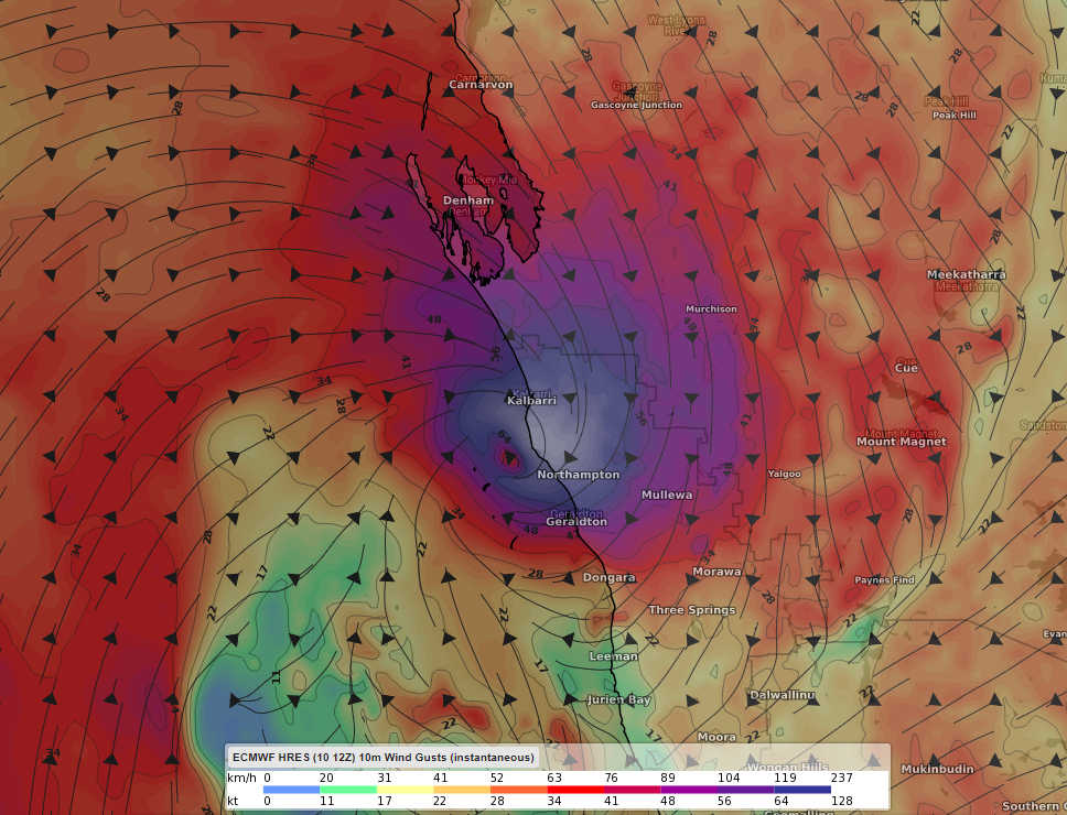 Wind gusts TC Seroja