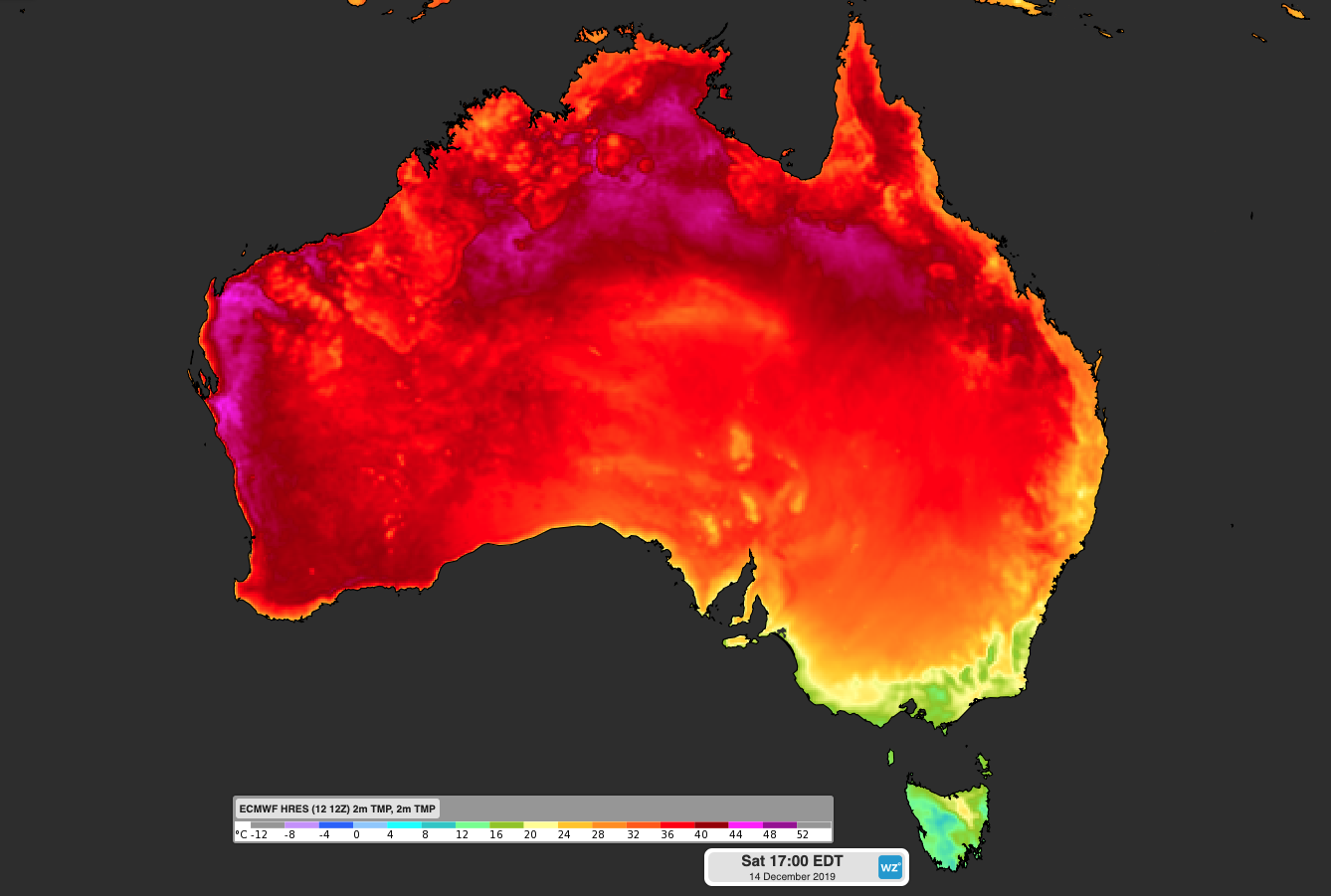 Exceptionally hot air horizon for Australia