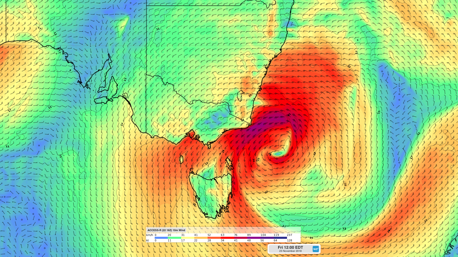 Powerful low pressure system buffeting southeastern Australia