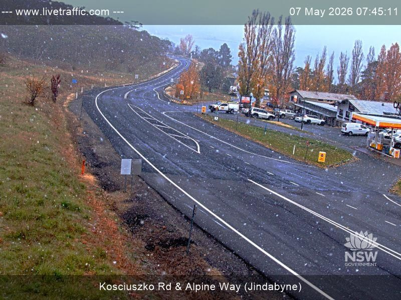 Snow also fell to lake level in Jindabyne, NSW (elevation 930m), the gateway town at the foot of the Snowy Mountains, where snow is quite rare even in midwinter. Source: NSW Live Traffic