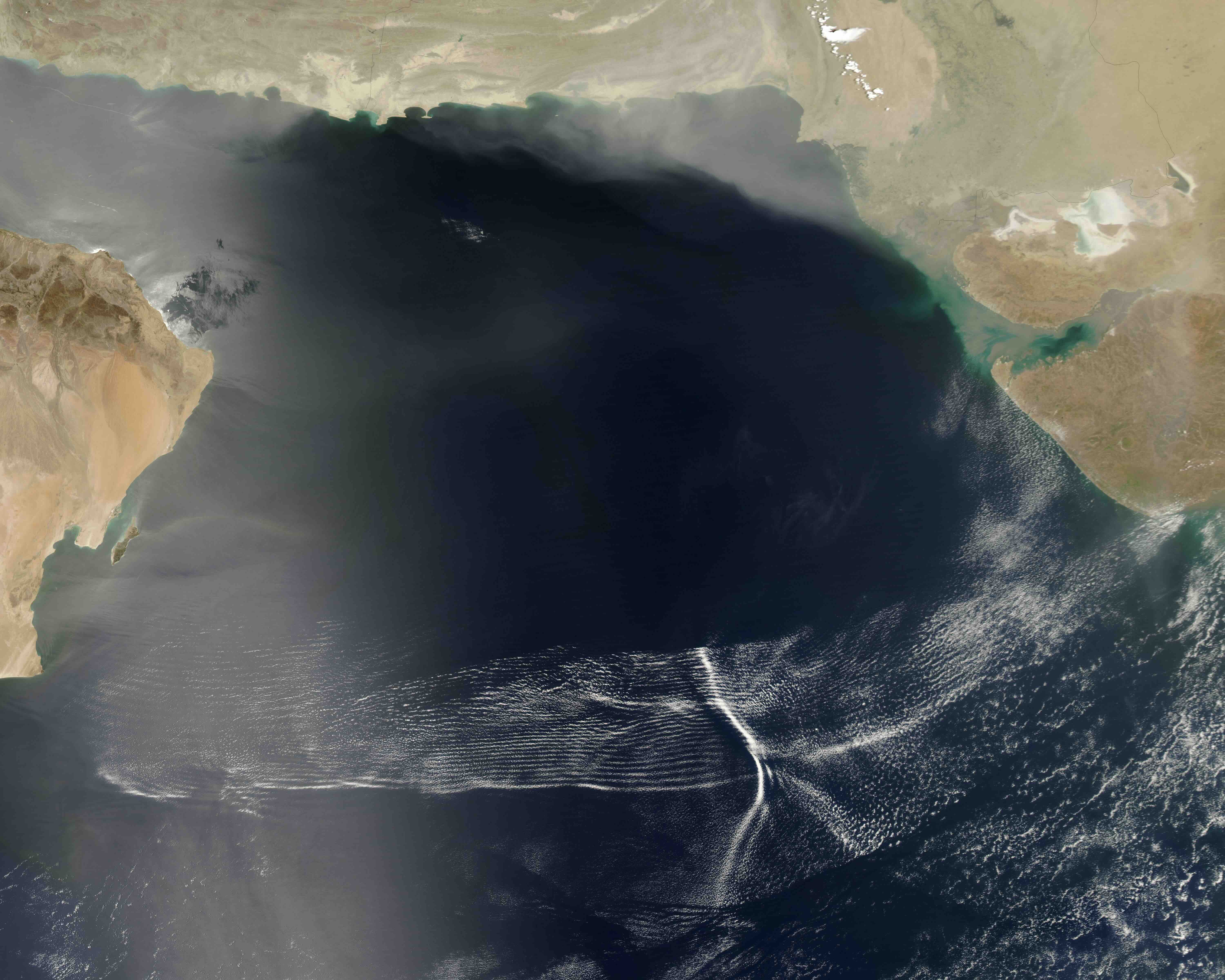 Roll clouds over the Arabian Sea on May 8, 2007. Source: NASA.