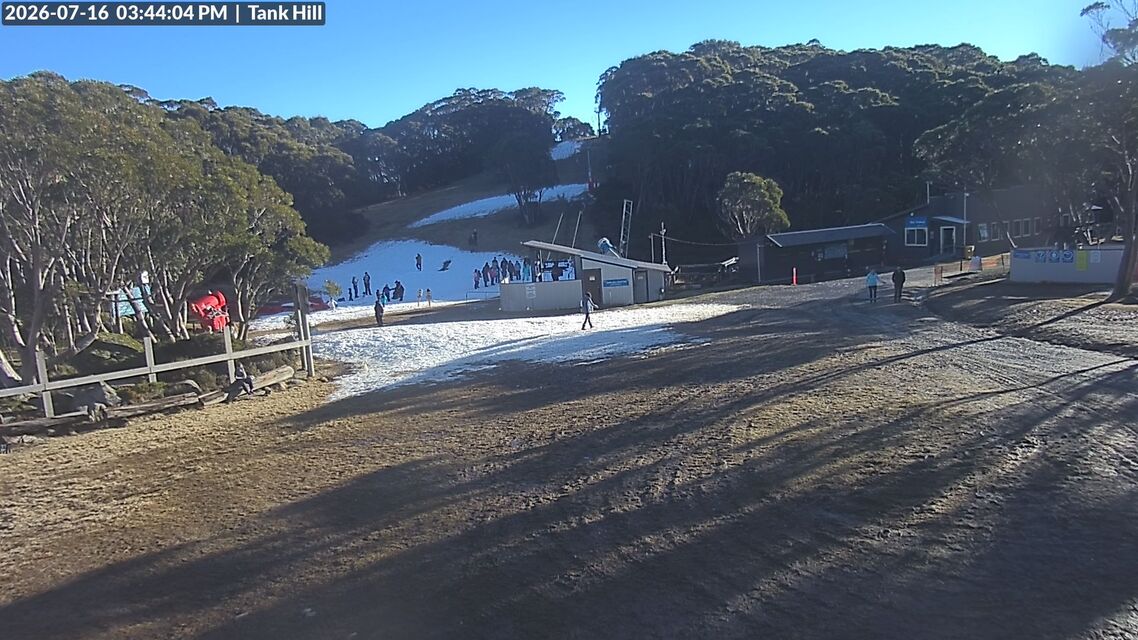 The limited snow play and snow sports action is on the snowmaking snow at Mt Baw Baw, Victoria. Source: ski.com.au