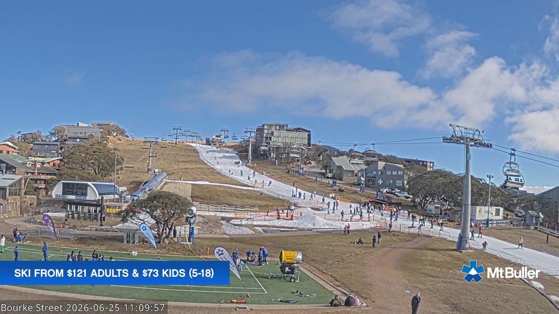 A very popular strip of "snow" created by an ice factory snowmaking system. Source: Mtbuller.com.au.