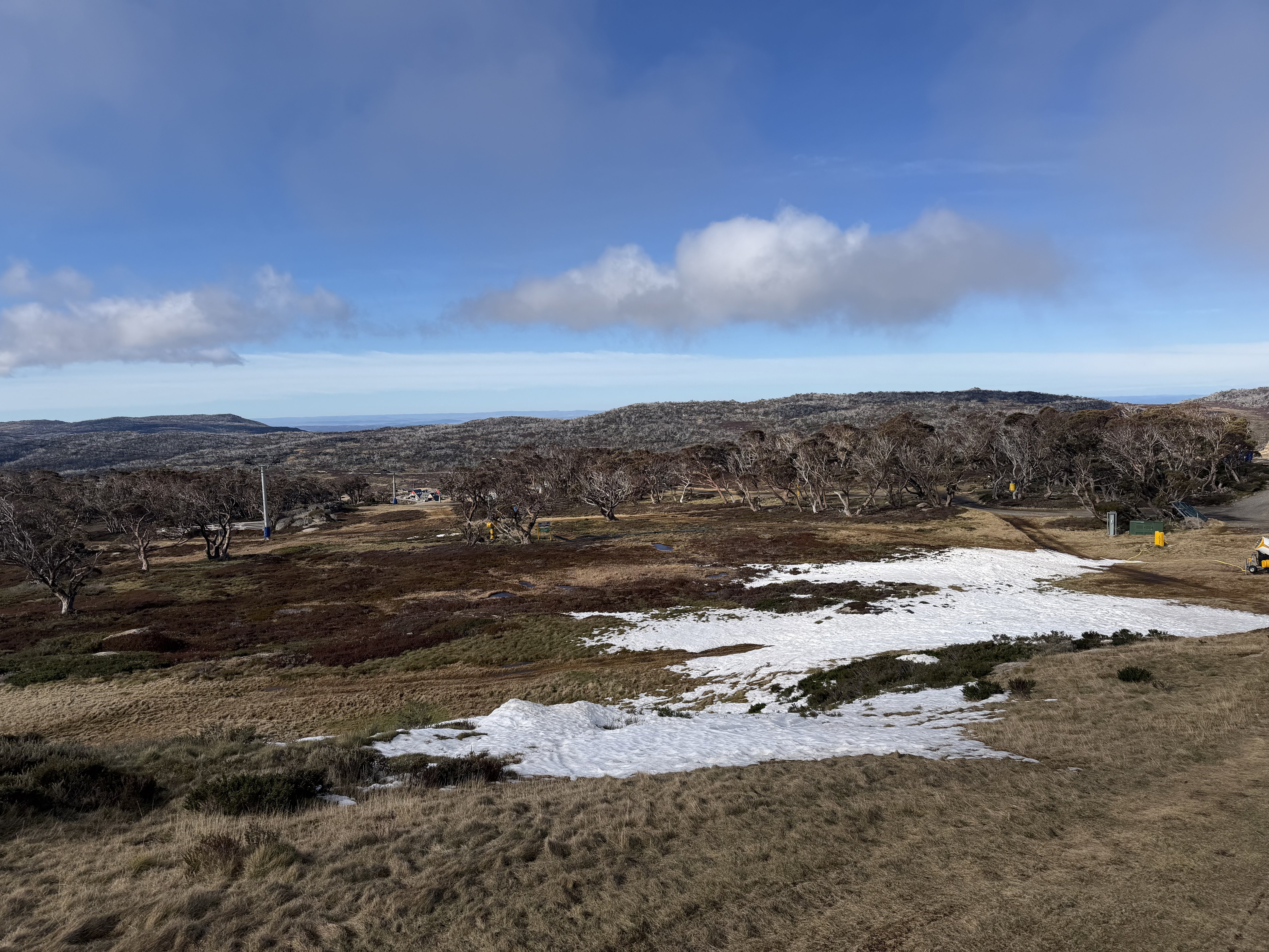 Remnant snow patches from early season snowmaking at Perisher on June 16, 2026. Source: Steve Smith.