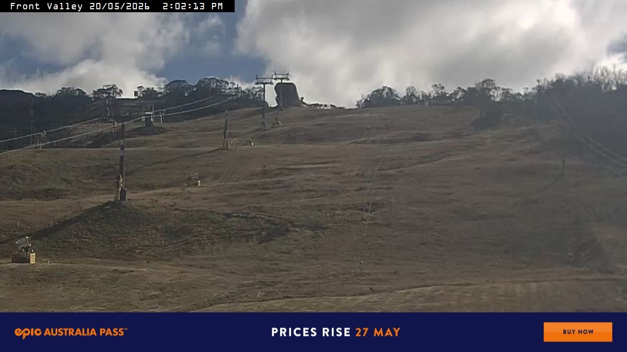 Front Valley at Perisher before the first significant night of snowmaking for 2026. Source: perisher.com.au. https://perisher.com.au/