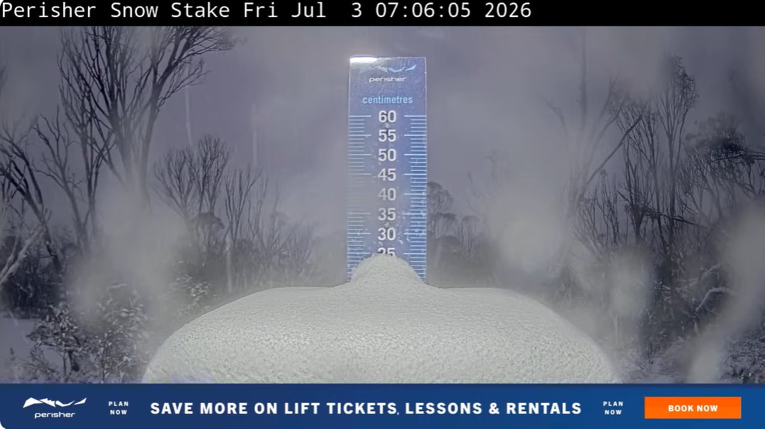 A healthy total on the Perisher snowstake as dawn breaks on Friday, July 3, 2026. Source: Perisher