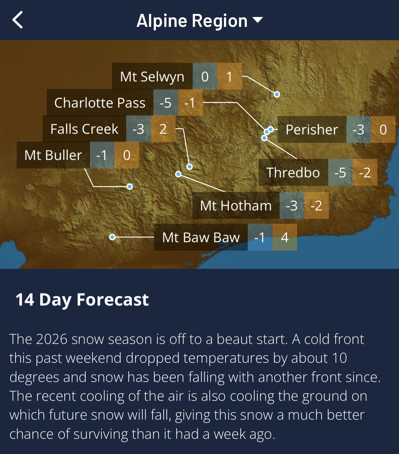 Explore Snow & Ski forecasts on the Weatherzone app