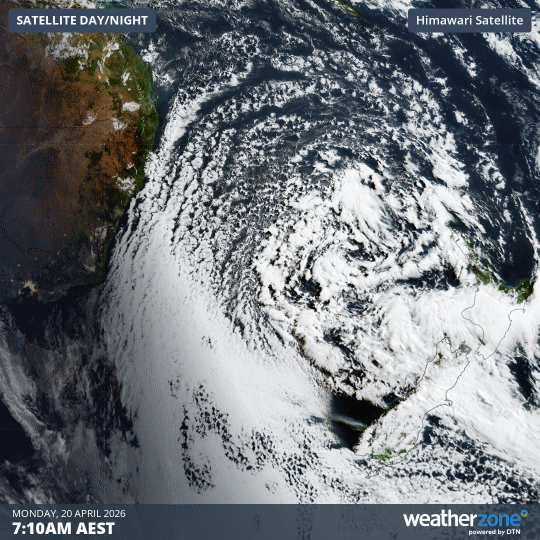 Day/night satellite images captured early on Monday, April 20, 2026. Source: Weatherzone.