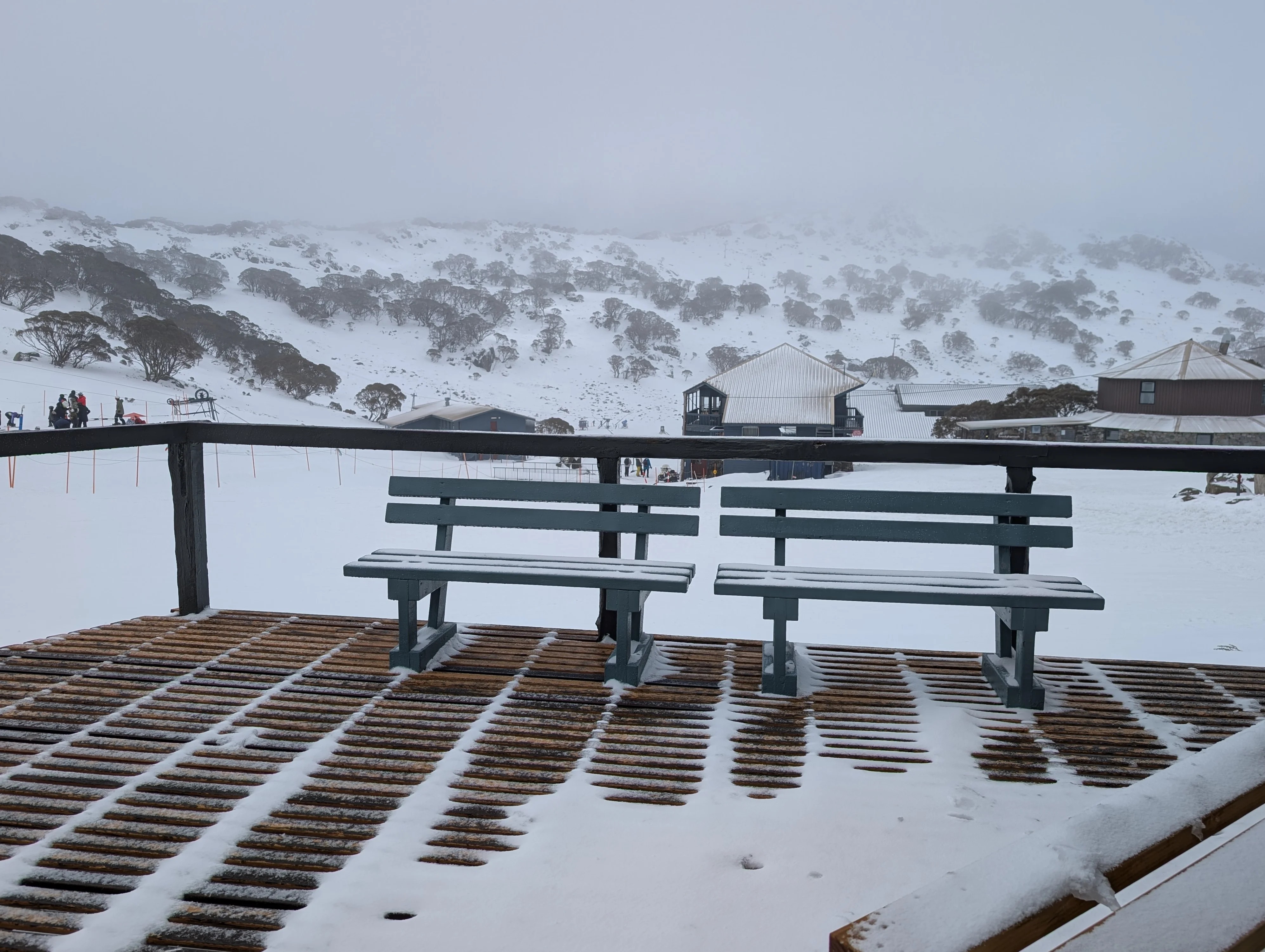 A little fresh snow at Charlotte Pass, NSW, on the morning of Wednesday, August 12, 2026. Source: Fozzie Bear via ski.com.au.