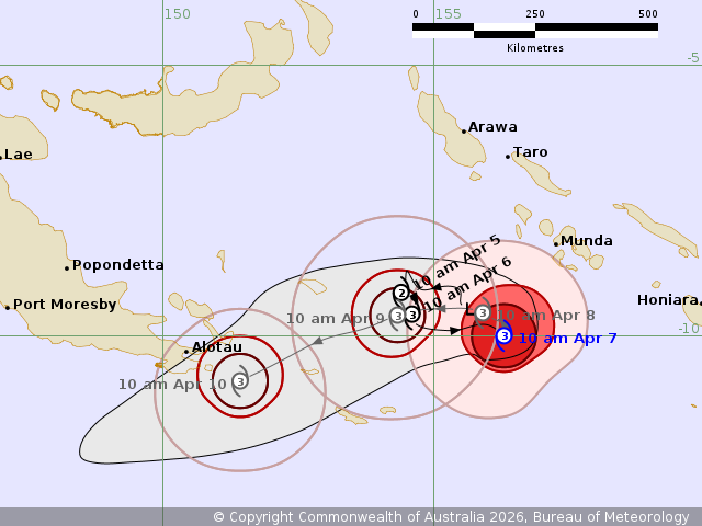 Image: Cyclone Maila’s projected track for the next three days. Source: BoM.