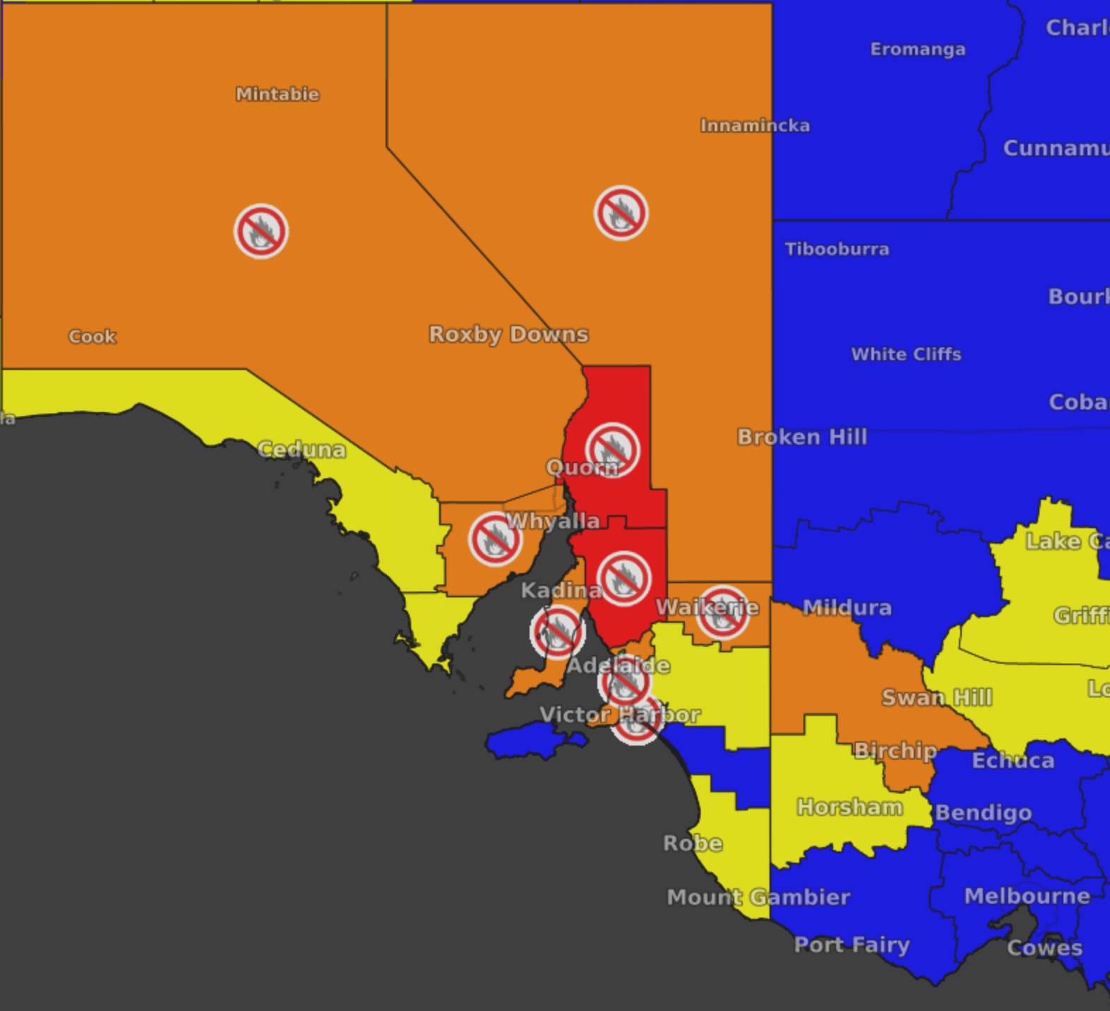Fire Risk Map Adelaide Heat and bushfire risk on the rise in southeastern Australia