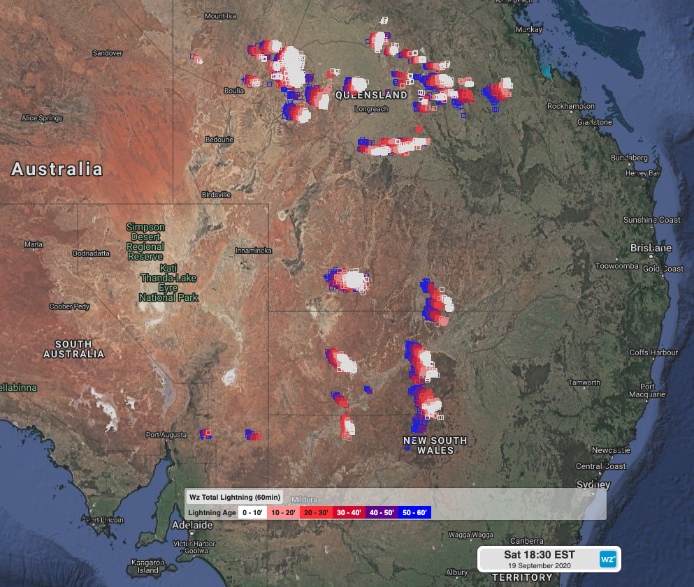 Festival of lightning across inland QLD and NSW, and it's not over yet
