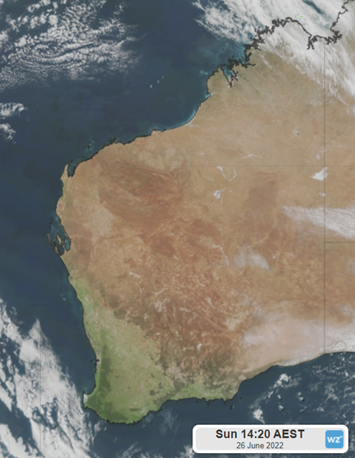 Western Australia satellite image 26-6-2022