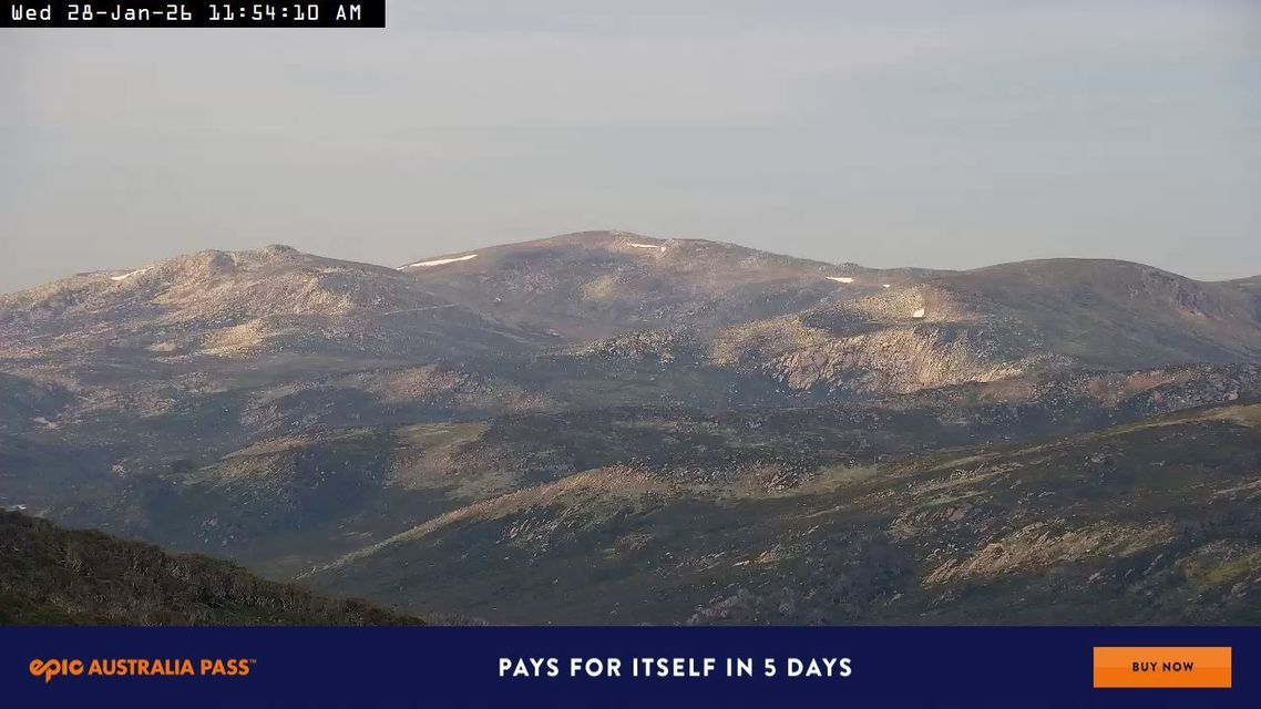 Remnant winter snow patches clinging to life on the flanks of Mt Kosciuszko in the extreme January heat