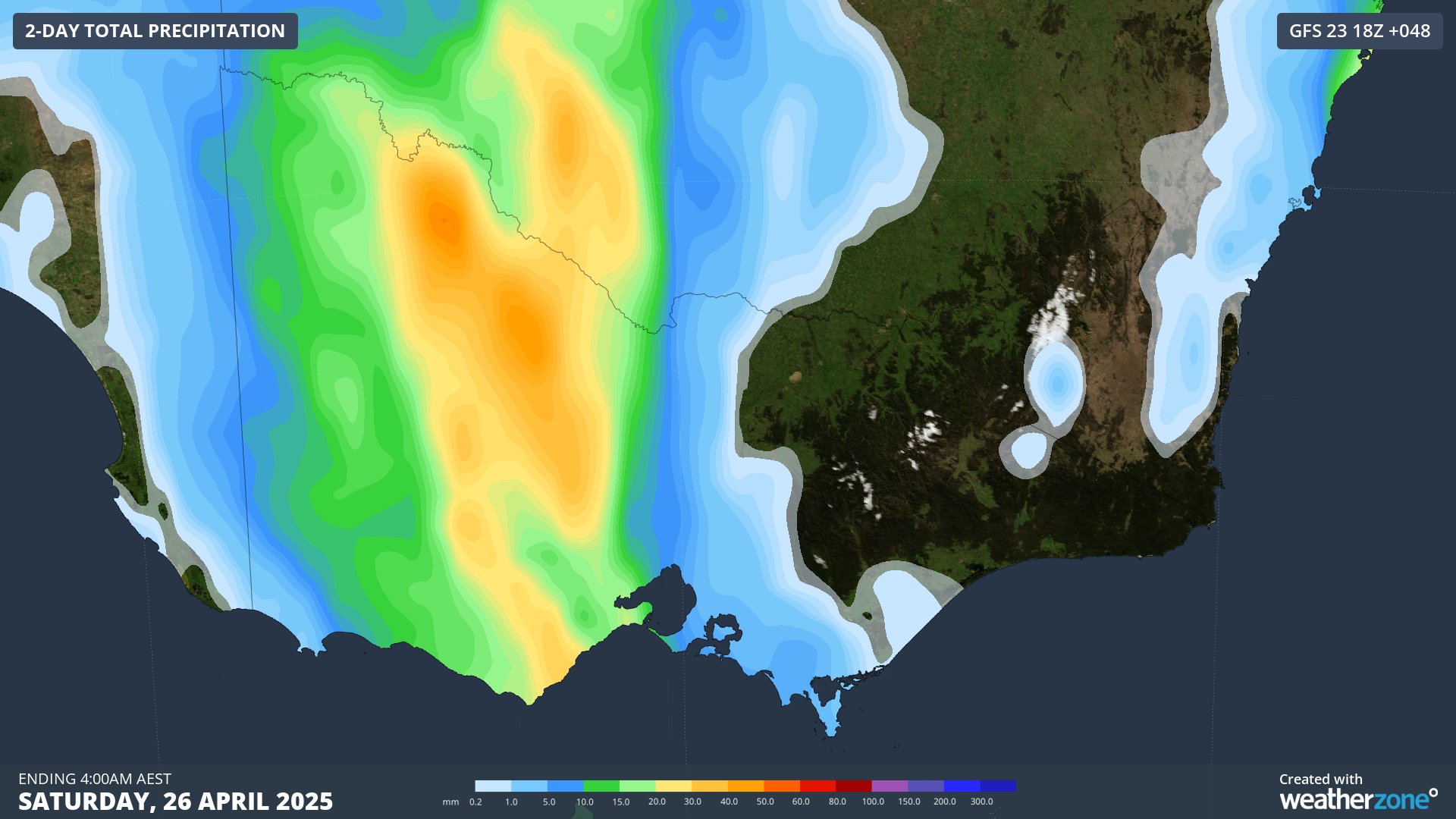Image: Accumulated rainfall to 4am on Saturday, 26 April.
