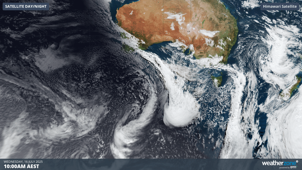 Cold fronts to the southwest of Australia on Wednesday, July 16, 2025.