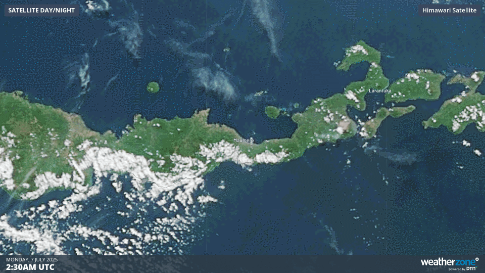 Volcanic ash plume visible on satellite imagery on Monday, July 7, 2025.