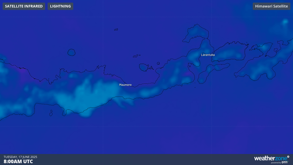 Image: Enhanced infrared satellite imagery on Tuesday, June 17, 2025, at the time of the Laki-Laki Eruption.