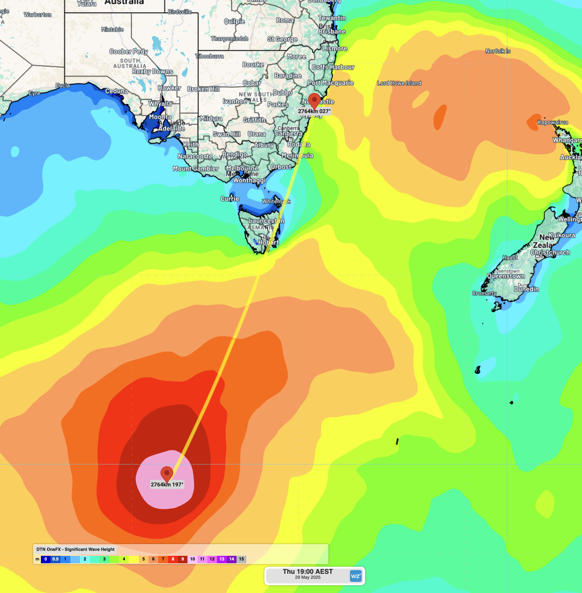 Image: OneFX significant wave height forecast on Thursday, May 29.