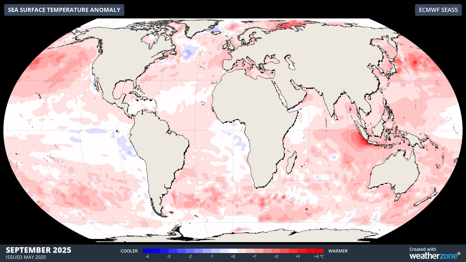 Image: forecast global SST anomalies for September 2025.
