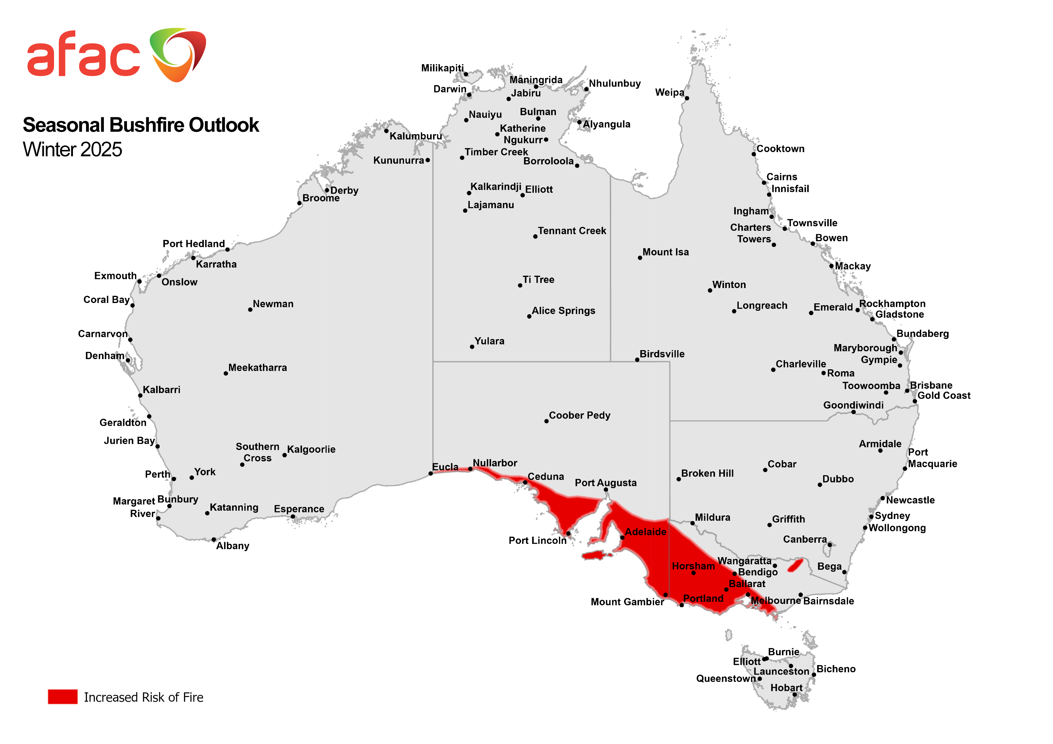 Winter 2025 seasonal bushfire outlook.