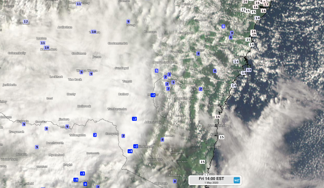 Canberra rises above forecast on an otherwise bitterly cold day