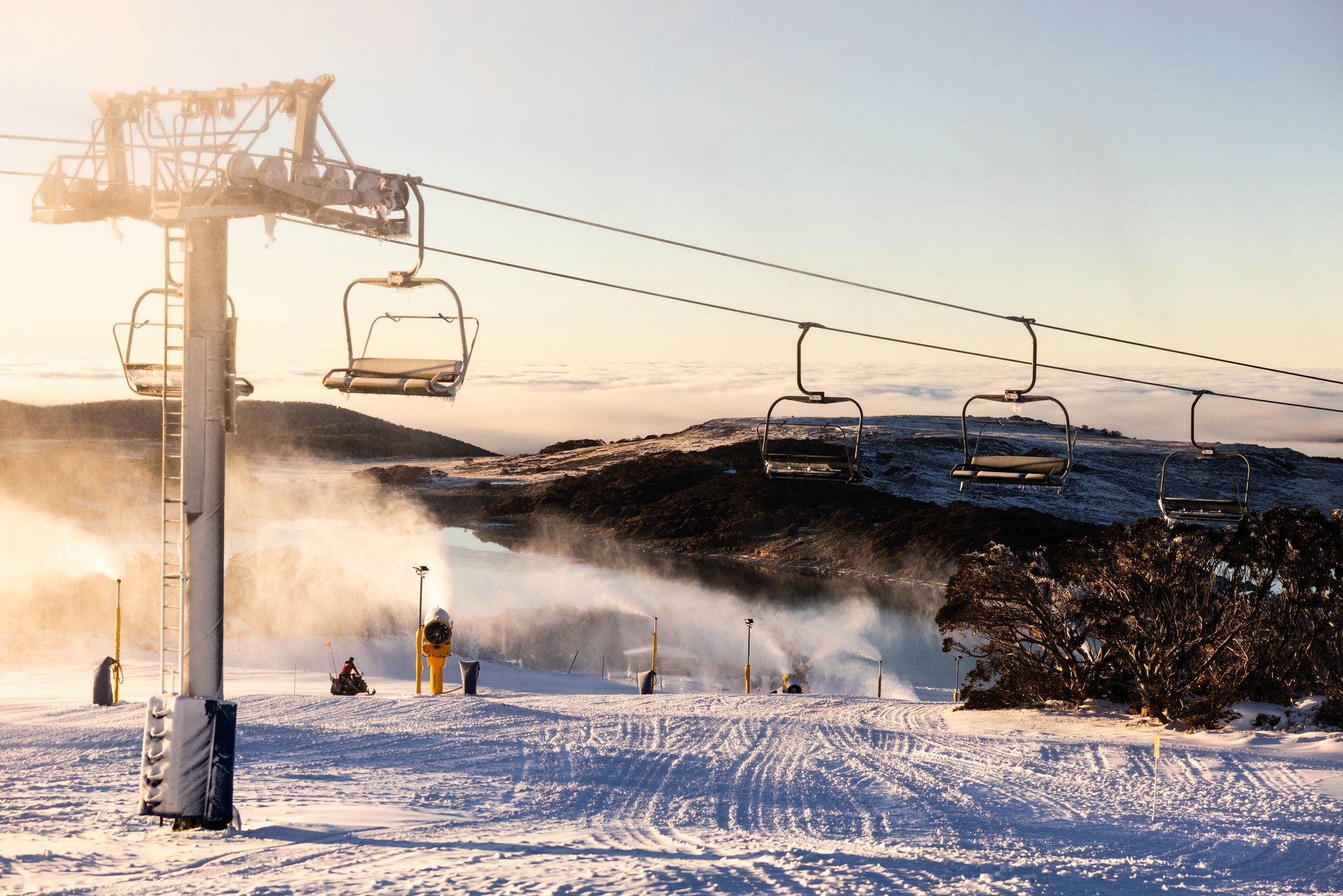 Snowguns making artificial snow at Falls Creek Resort on Thursday, June 20, 2024.