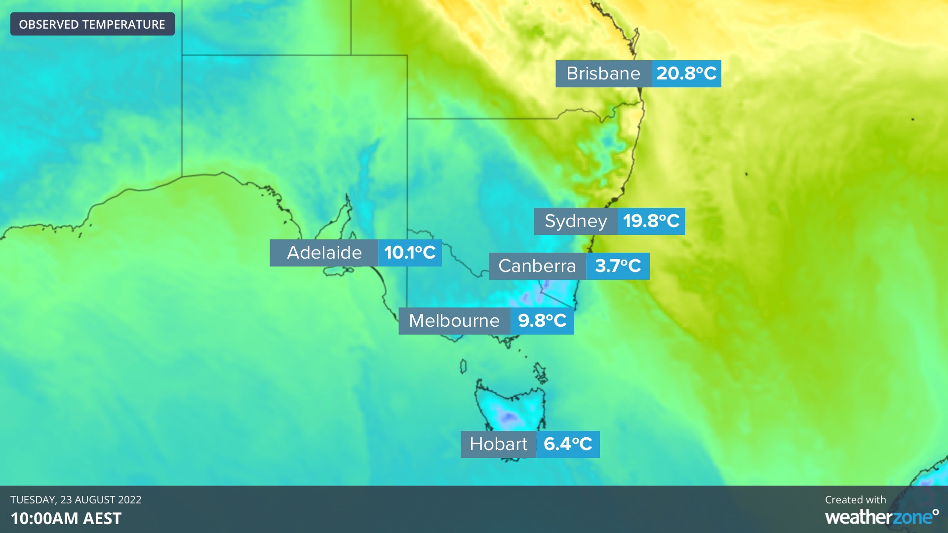 Temperatures plunging in southeastern Australia