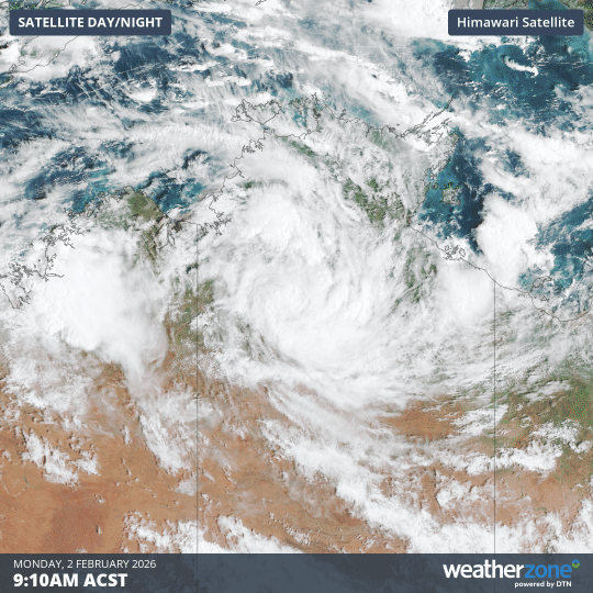 Visible satellite images captured on Monday, February 2, 2026. Source: Weatherzone.