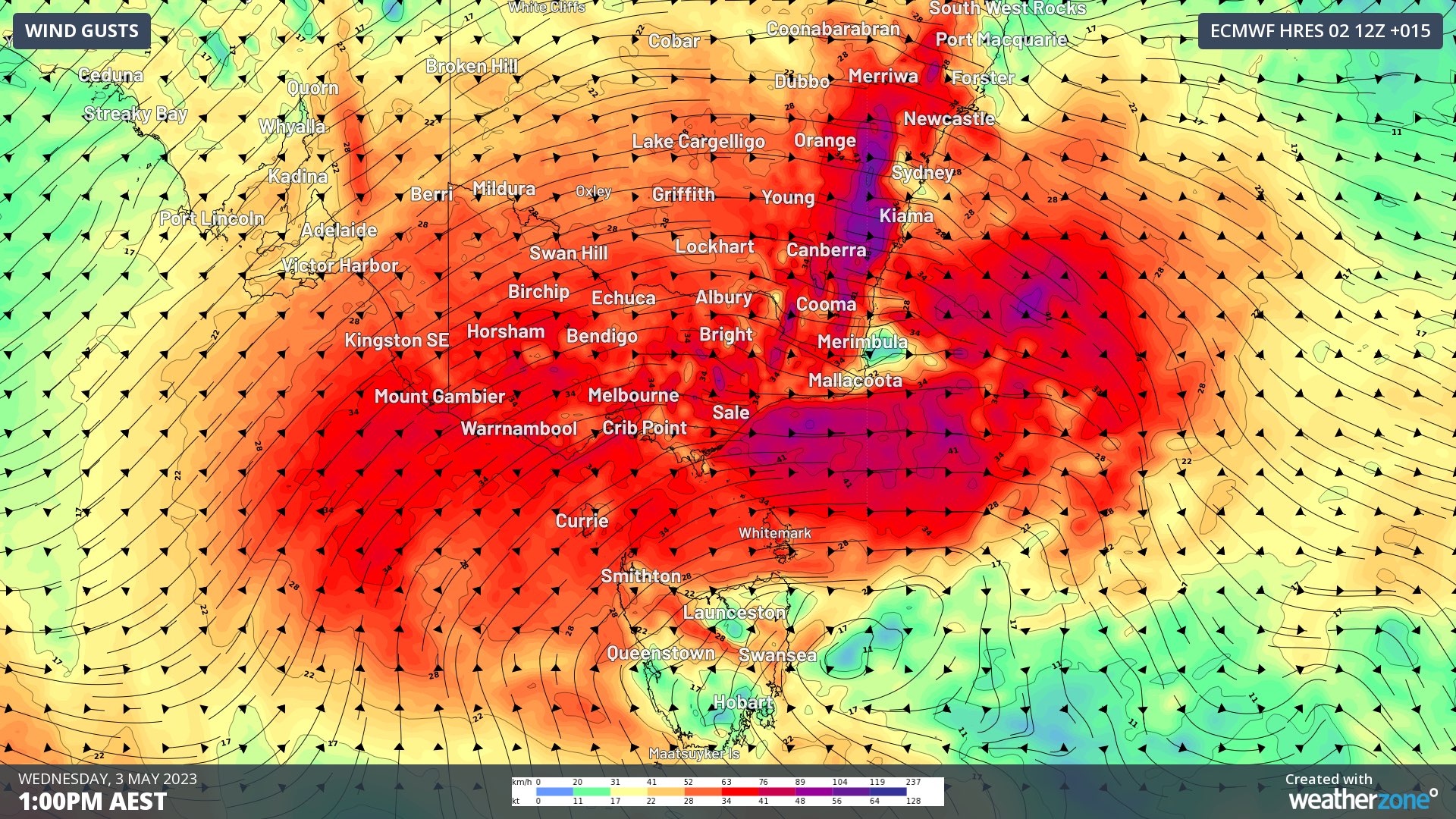 Windy Wednesday in NSW, VIC