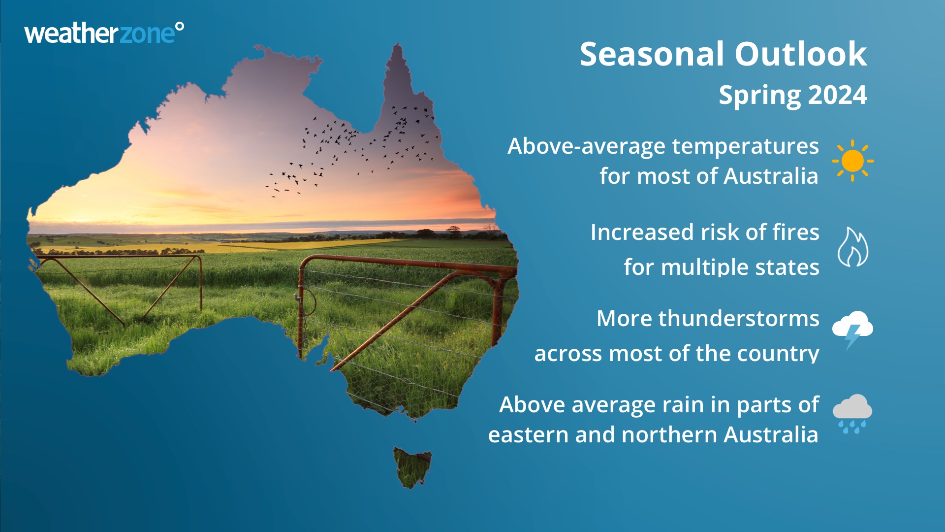 Summary of Australia's seasonal outlook for spring 2024