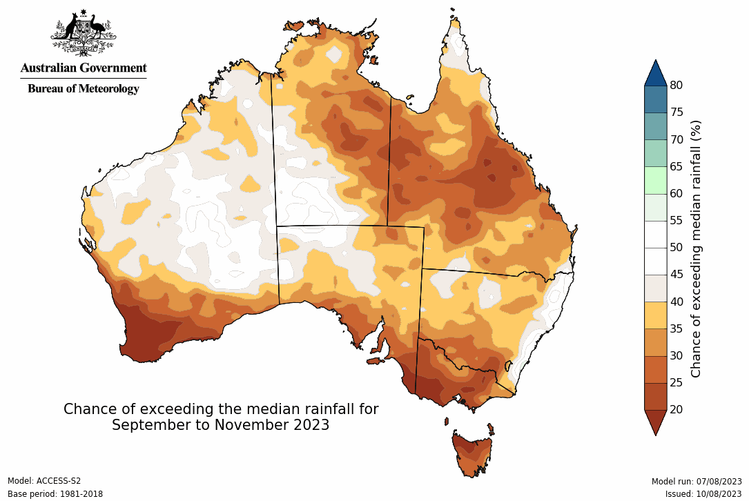 Dry warm spring outlook for Australia