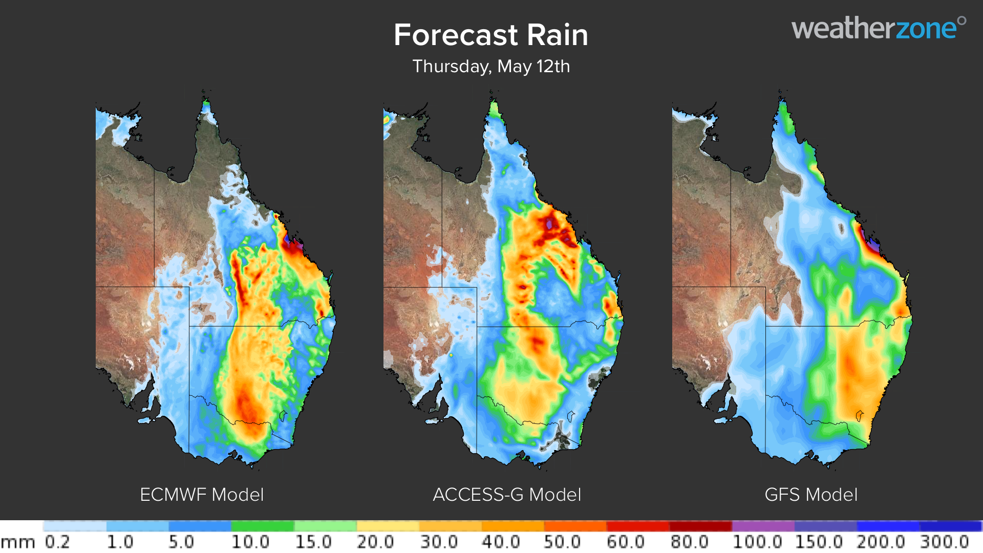 Access Weather Model Months' worth of rain to hit QLD this week