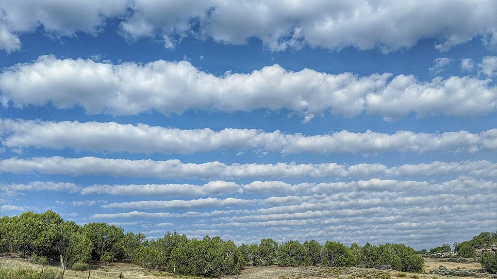 Cloud streets observed near Grand Junction, CO. Source: Skyofcolorado, CCO, via Wikimedia Commons.