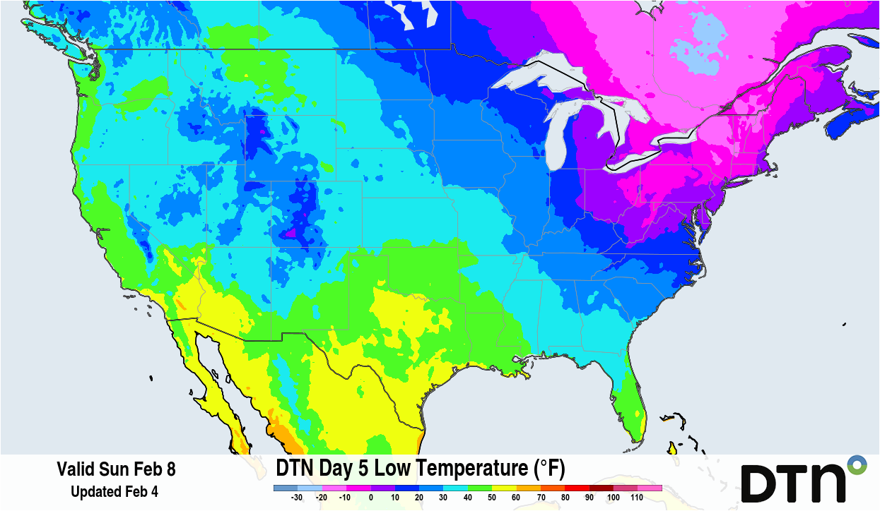Widespread sub-zero temperatures are expected across the Northeast U.S. Sunday morning. Source: DTN.