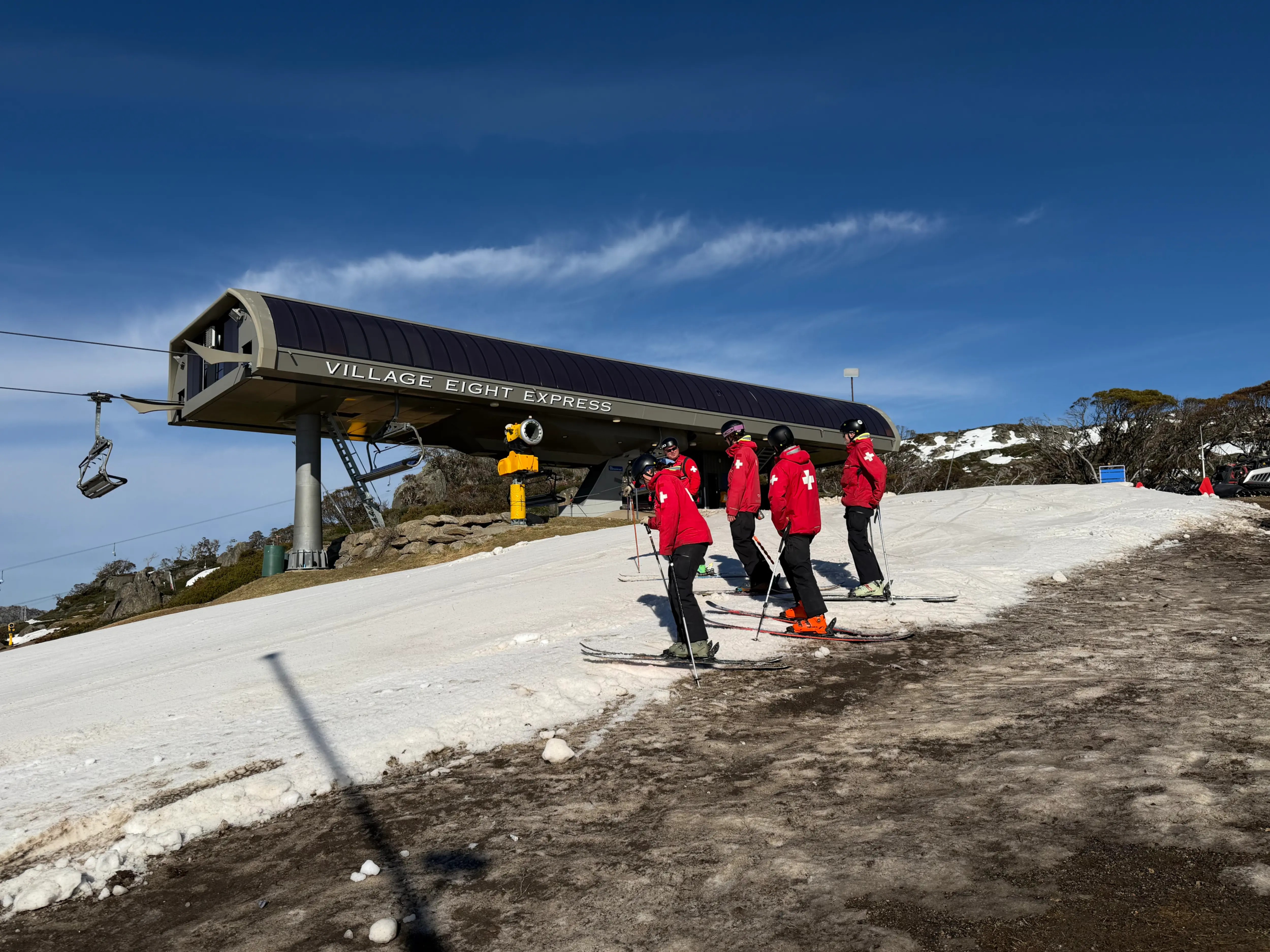 Image: Ski patrol with not a lot of people or terrin to patrol at Perisher on Thursday, September 24, 2026. Source: Weatherzone.