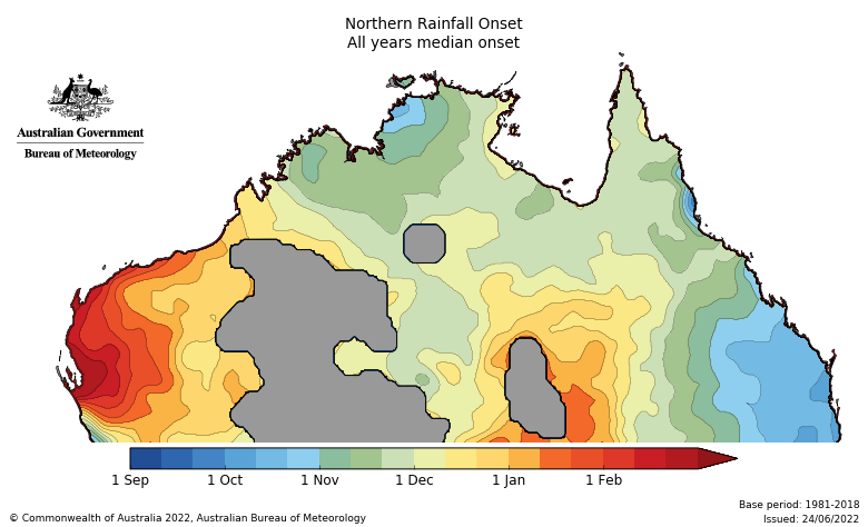 Image: Arrival of the Top End rainfall onset. Source: BoM.