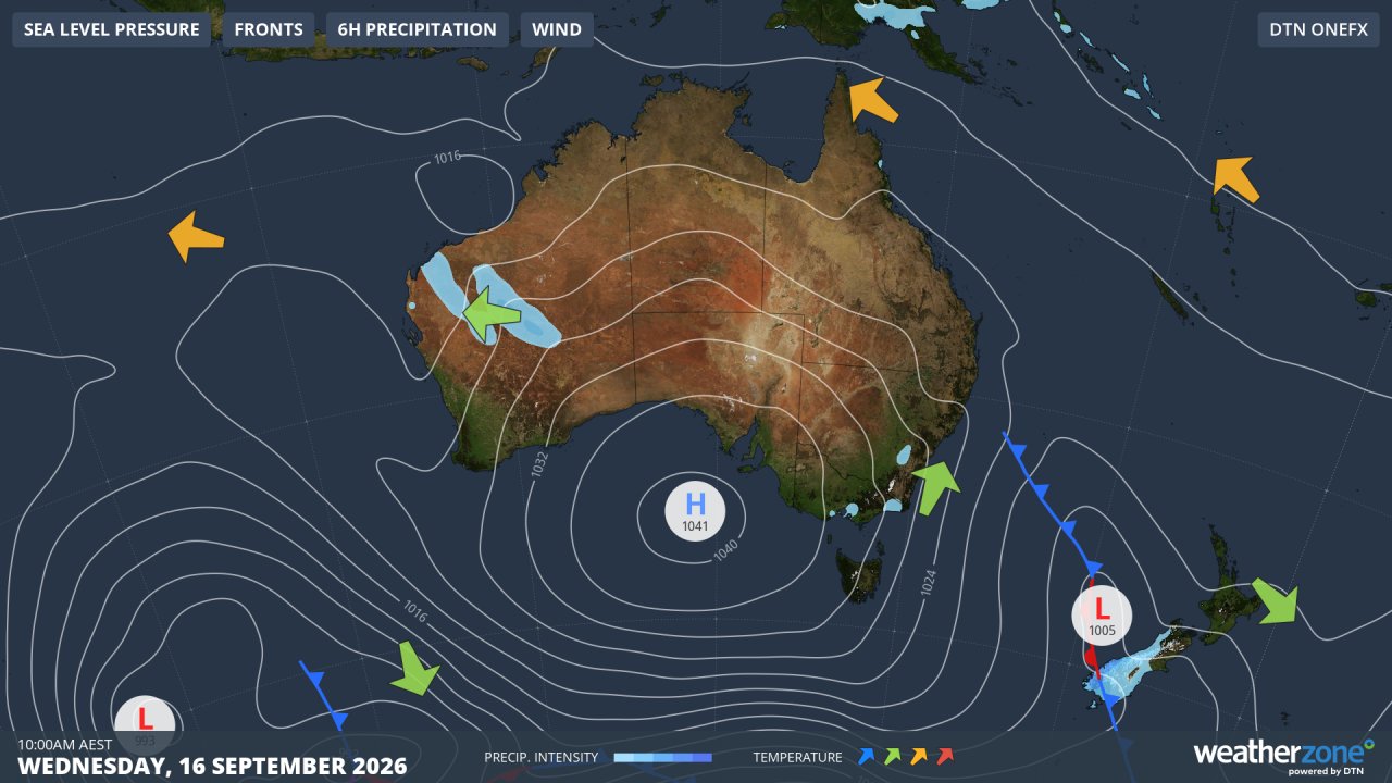 Synoptic chart for September 16, 2026. Source: Weatherzone.